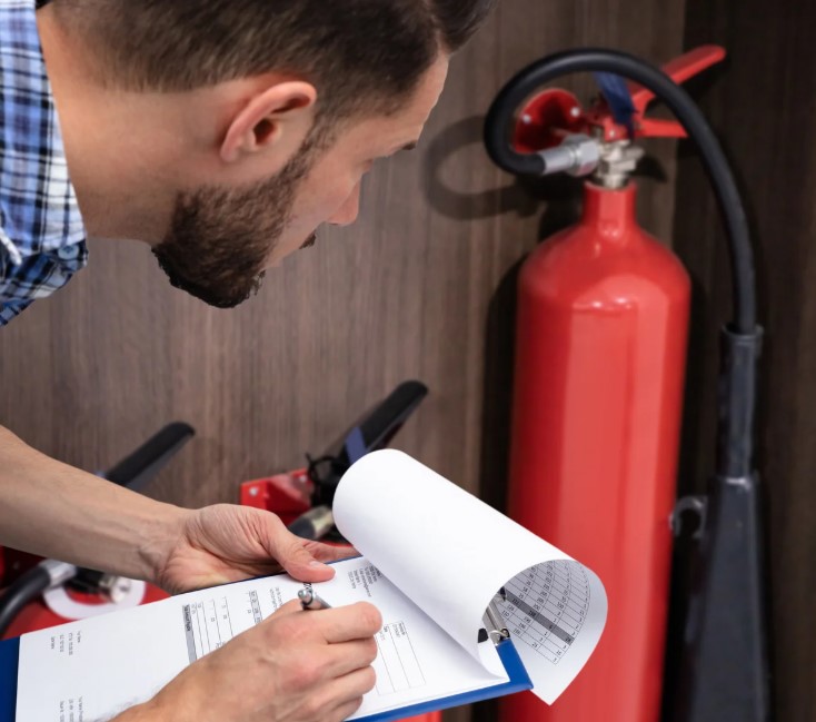 Fire safety Safety checking on a Fire Extinguisher<br />